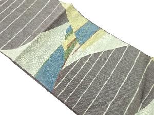 リサイクル　手織り真綿紬幾何学模様織出し名古屋帯